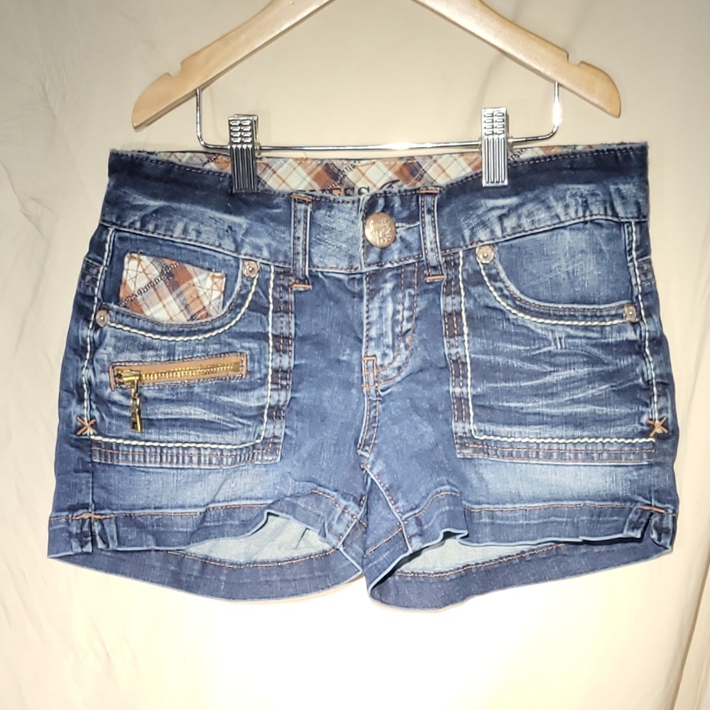 Guess dark wash blue jean shorts